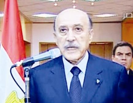 سليمان أثناء إلقاء خطاب تنحي مبارك